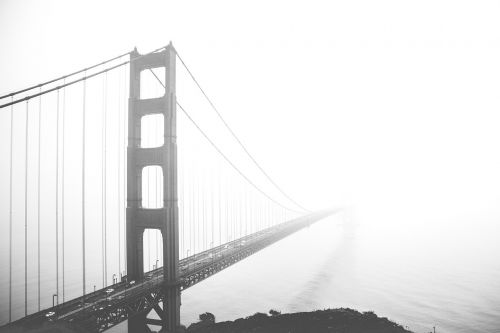 Auksinių Vartų Tiltas, San Franciskas, Architektūra, Rūkas, Juoda Ir Balta