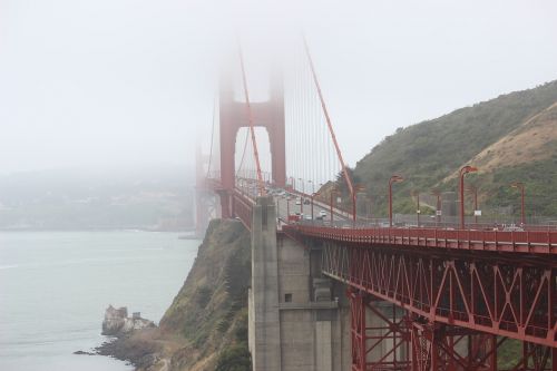Auksinių Vartų Tiltas, San Franciskas, Architektūra, Automobiliai, Kelias, Rūkas