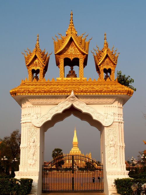 Auksinė Pagoda, Pagoda, Wat Pha-That Luang, Vientiane, Laosas, Paminklas, Budizmas, Asija
