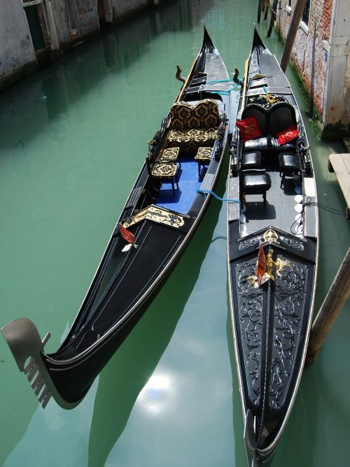 Gondola, Venecija, Kanalas, Italy, Juoda