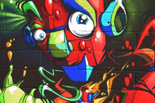 Grafiti,  Siena,  Spalvinga,  Robotas,  Graffiti