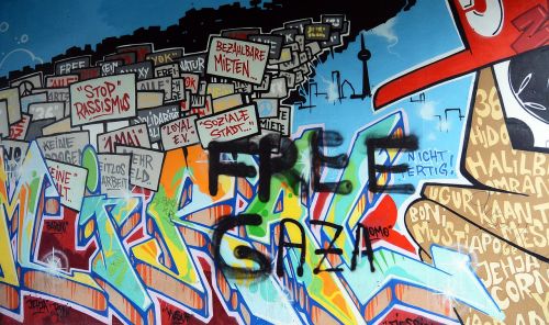 Grafiti, Gatvės Menas, Miesto Menas, Fjeras, Menas, Purkšti, Grafiti Siena, Fasadas, Berlynas, Kreuzberg, Spalva, Gaza