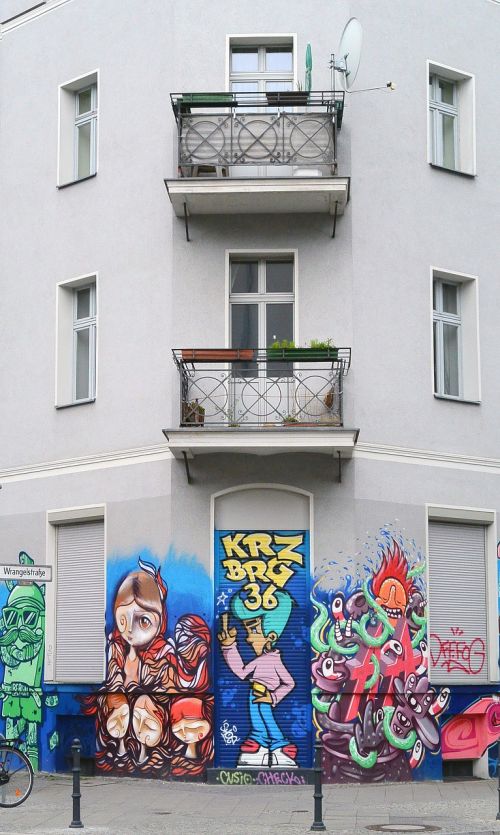 Grafiti, Gatvės Menas, Miesto Menas, Siena, Fjeras, Fasadas, Menas, Purkštuvas, Berlynas, Kreuzberg, Spalvinga, Spalva, Punk, Balkonas