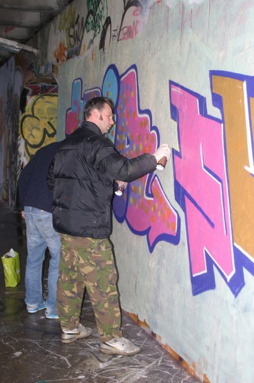 Grafiti, Vandalizmas, Amsterdamas, Holland, Tiltas, Pylimas, Betonas