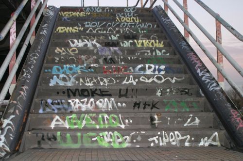 Grafiti, Vandalizmas, Amsterdamas, Holland, Laiptai, Palaipsniui, Atsiradimas