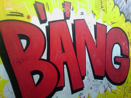 Grafiti, Bang, Šrifto, Raudona, Pop, Menas