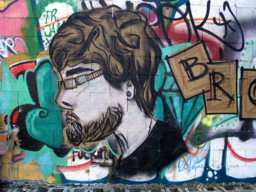 Grafiti, Bilbao, Deusto, Profilis, Vyras, Barzda, Fjeras, Menas, Meno Kūriniai