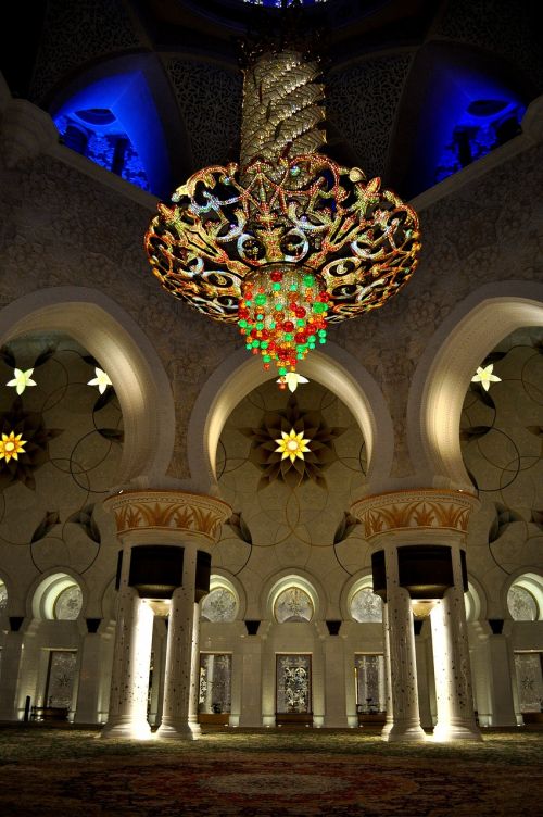 Didžioji Mečetė, Abu Dabis, Uae, Islamas, Emiratai, Mečetė, Interjeras, Viduje, Islamic, Architektūra