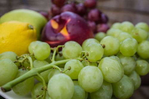 Vynuogės, Citrina, Obuoliai, Vaisiai, Sveikas