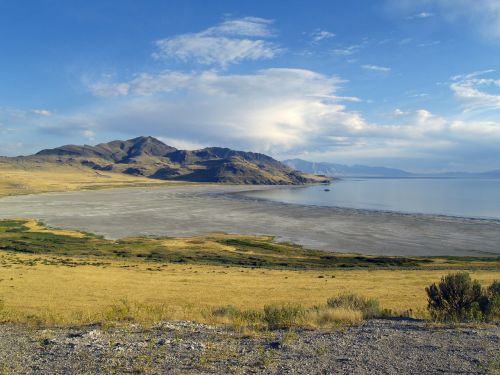 Puikus Druskos Ežeras, Utah, Usa, Kraštovaizdis, Dykuma, Vanduo, Kalnai