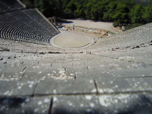 Šventykla Asclepius, Graikija, Fonas, Miniatiūrinė, Epidauras, Griuvėsiai, Senas