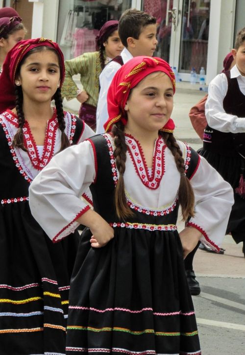 Graikijos Nepriklausomybės Diena, Paradas, Vaikai, Einantis, Tradicinis, Kostiumas, Kipras