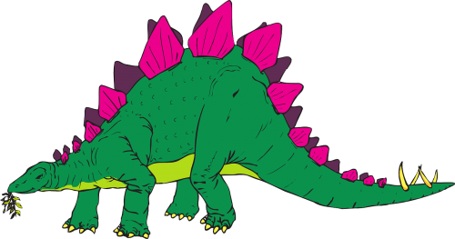 Žalias, Rožinis, Dinozauras, Stegosauras, Valgymas, Senovės, Šuoliai, Nemokama Vektorinė Grafika