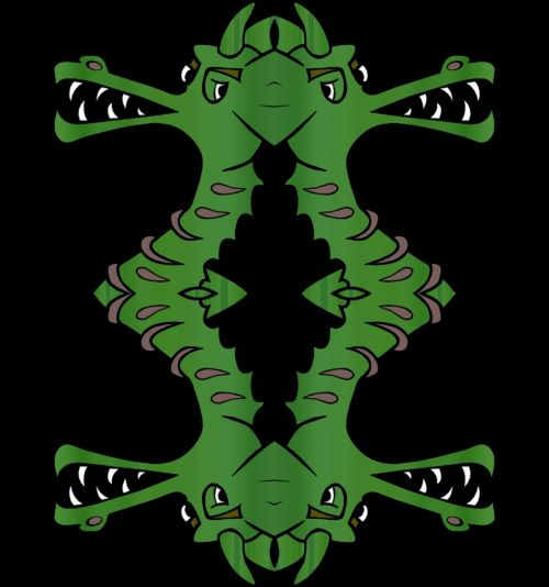 Žalias,  Krokodilas,  Veidrodis,  Dažymas,  Simetriškas,  Žalia Krokodilas