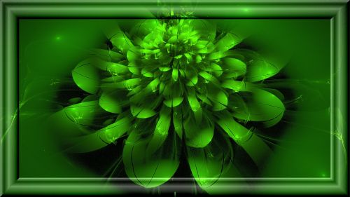 Žalias,  Fraktalas,  Gėlė,  3D,  Stiklas,  Rėmas,  Figūra,  Augalas,  Žalia Gėlė