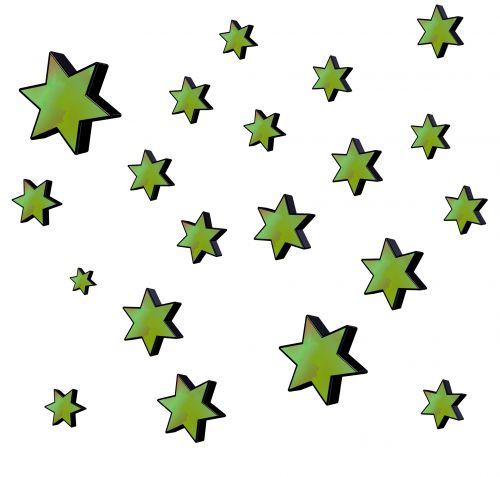 3D,  Žalias,  Žvaigždės,  Izoliuotas,  Balta,  Fonas,  Žalia Žvaigždės
