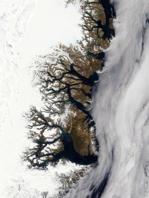 Grenlandija, Fjordai, Ledas, Žiema, Oro Vaizdas, Arktinė, Šaltas
