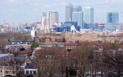 Greenwich, Anglija, Didžioji Britanija, Panorama, Finansinis Rajonas, Architektūra, Londonas