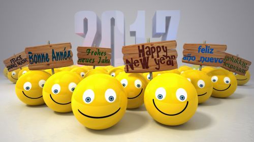 Pasveikinimas, Laimingų Naujųjų Metų, 2017, Naujieji Metai, Smiley, Geltona