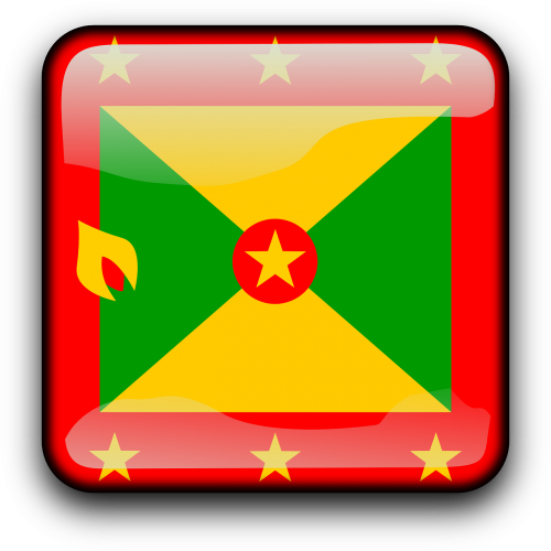 Grenada, Vėliava, Šalis, Tautybė, Kvadratas, Mygtukas, Blizgus, Nemokama Vektorinė Grafika