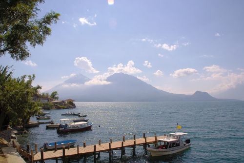 Gvatemala, San-Pedro, Ežeras, Atitlan, Prieplauka, Ugnikalniai
