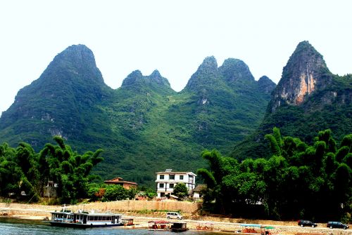 Namas,  Kalnas,  Upė,  Atogrąžų,  Guilinas,  Kinija,  Kraštovaizdis,  Guilino Zona