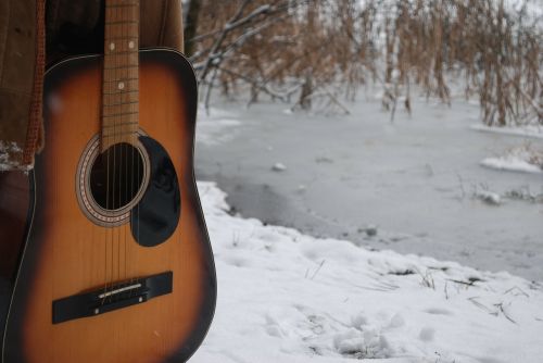 Gitara, Žiema, Muzika, Sniegas, Instrumentas, Muzikinis Instrumentas