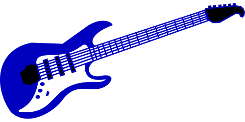 Gitara, Elektrinis, Juoda, Mėlynas, Nemokama Vektorinė Grafika