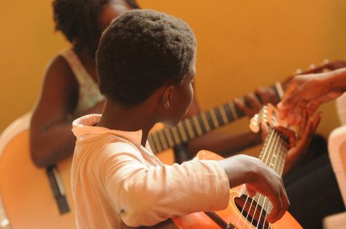 Gitara, Afrika, Juoda, Vaikai, Mokymasis, Klases, Muzikos Mokykla