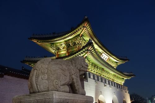 Gwanghwamun, Naktinis Vaizdas, Sejongno, Istorinės Vietos, Korėja, Seulas