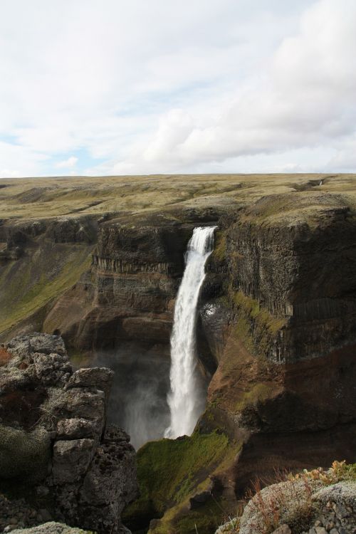 Háifoss, Krioklys, Iceland, Fossa Upė, Vandens Masės, Slėnis, Gorge, Gamta, Kraštovaizdis
