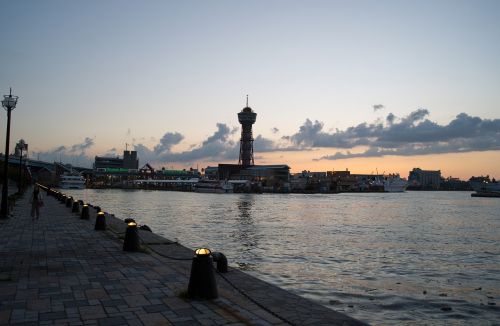 Hakata Bay, Uostas, Saulėlydis, Kraštovaizdis, Japonija, Fukuoka, Horizontas
