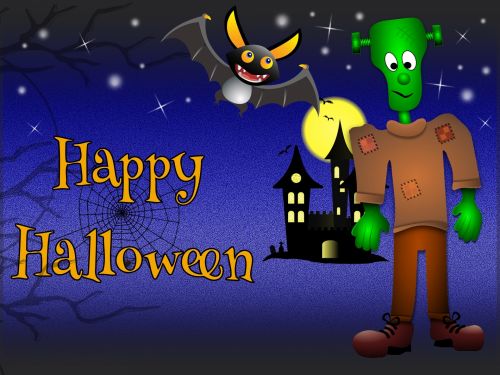 Sveikinimas & Nbsp,  Kortelė,  Halloween,  Vaikai,  Frankenstein,  Šikšnosparnis,  Halloween 2014