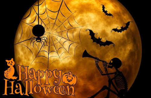 Halloween, Skeletas, Katė, Keista, Sirrealis, Atmosfera, Creepy, Siluetas, Laimingas Halloween