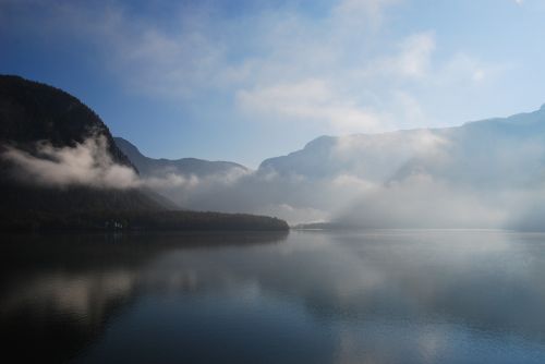 Hallstätter Ežeras, Austria, Rūkas, Pasaulinis Paveldas, Hallstatt, Ežeras, Unesco, Salzkammergut, Šviesos Spindulys, Gamta, Kraštovaizdis, Panorama, Alpių, Romantiškas