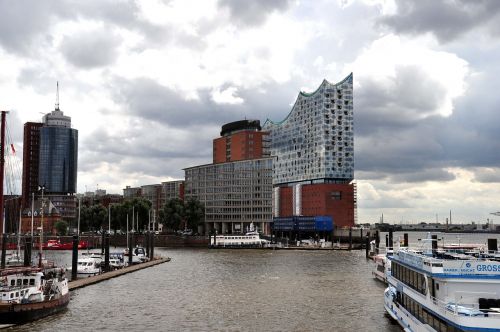 Hamburgas, Elbės Filharmonijos Salė, Boot, Miesto Vaizdas, Uostas, Lietinga Diena