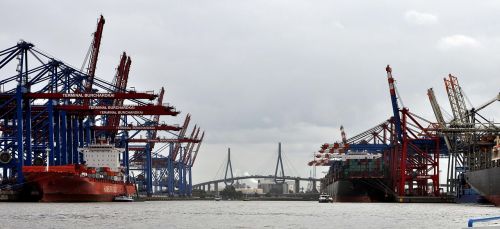 Hamburgas, Uostas, Laivas, Konteinerių Uostas, Kranas, Krovimo Kranas
