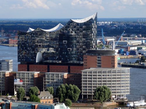 Hamburgas, Elbphilharmonie-Oro Vaizdas, Elbės Filharmonijos Salė, Oro Vaizdas, Vaizdas Iš Michel, Uostas, Panorama