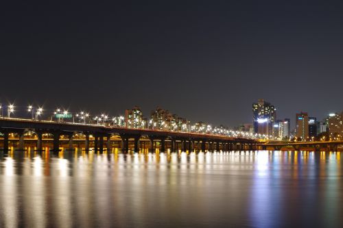Han Upė, Naktinis Vaizdas, Naktinė Fotografija, Seulas, Tiltas