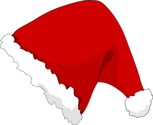 Skrybėlę, Kalėdos, Pasviręs, Raudona, Balta, Nemokama Vektorinė Grafika