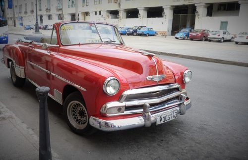 Havana, Kuba, Oldtimer, Transporto Priemonė, Klasikinis, Automobiliai, Raudona, Nostalgiškas, Retro, Usa, Senas, Automatinis