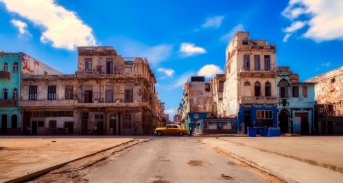 Havana, Kuba, Panorama, Automobilis, Automatinis, Senas, Senovinis, Vintage, Dangus, Debesys, Miesto Panorama, Pastatai, Centro, Istorinis