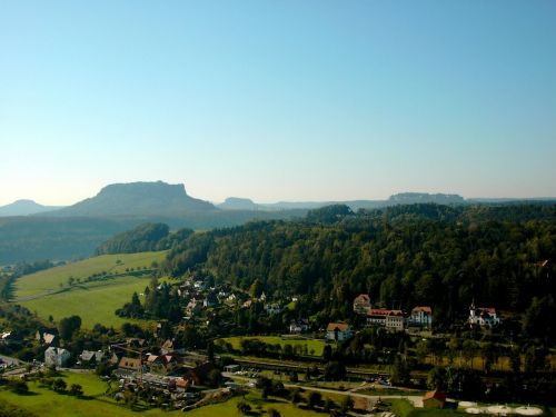 Ratheno Kurortas, Saksonijos Šveicarija, Elbe Smiltainio Kalnai, Panorama, Liilio Akmuo, Pfaffenstein, Königstein, Saksonija