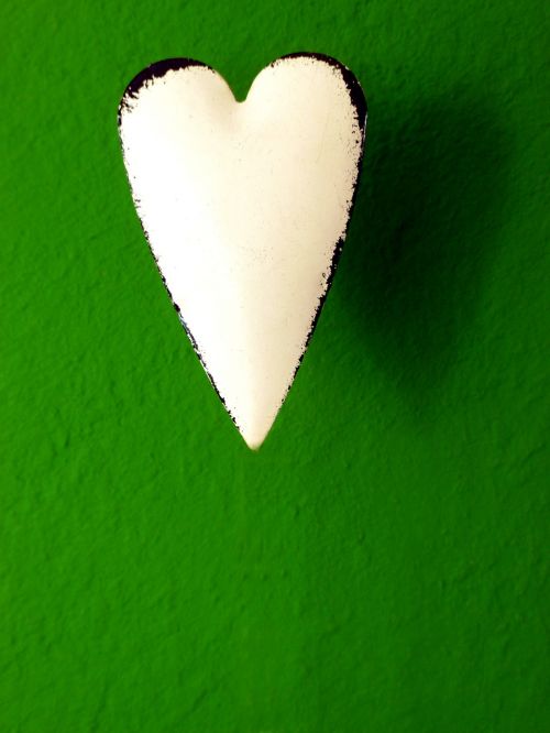 Širdis, Balta, Žalias, Meilė, Širdies Formos