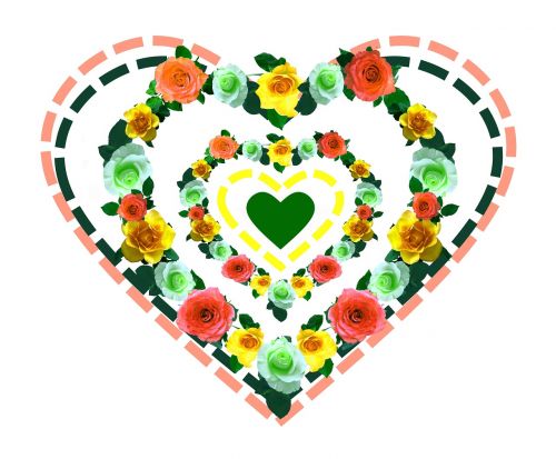 Širdis, Meilė, Rožės, Valentino Diena, Romantika, Romantiškas, Pasveikinimas, Simbolinis, Fonas, Išaugo Širdis, Gėlės, Spalvinga, Spalva, Simbolis, Modelis, Forma, Ornamentas, Meilės Simbolis, Sveiki