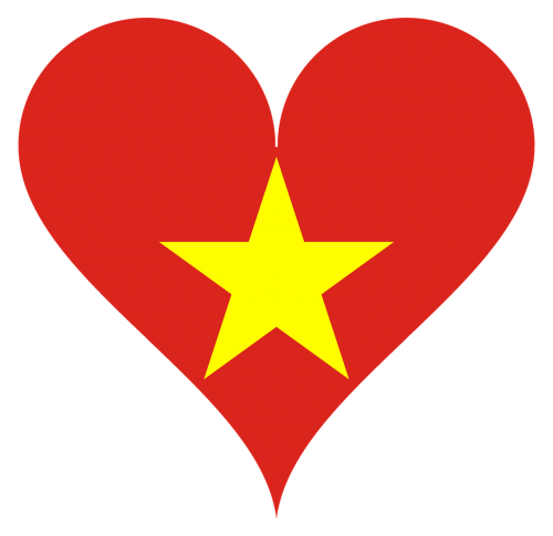 Širdis, Meilė, Vietnamas, Vėliava, Žvaigždė, Asija, Į Pietus, Simbolis