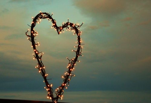 Širdis, Lichterkette, Meilė, Vakarinis Dangus, Romantiškas, Sveiki, Romantika, Šviesa