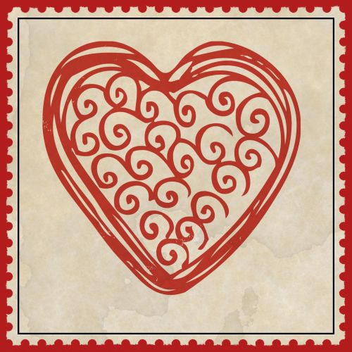 Širdis,  Širdis,  Meilė,  Romantika,  Romantiškas,  Valentino Diena & Nbsp,  Vintage,  Antspaudas,  Pašto & Nbsp,  Antspaudas,  Pašto & Nbsp,  Antspaudas,  Raudona,  Širdies Pašto Dėžutė