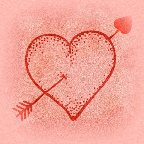 Širdis,  Širdis,  Meilė,  Romantika,  Romantiškas,  Valentino Diena & Nbsp,  Doodle,  Vintage,  Raudona,  Rodyklė,  Širdis Su Strėle Per Ją