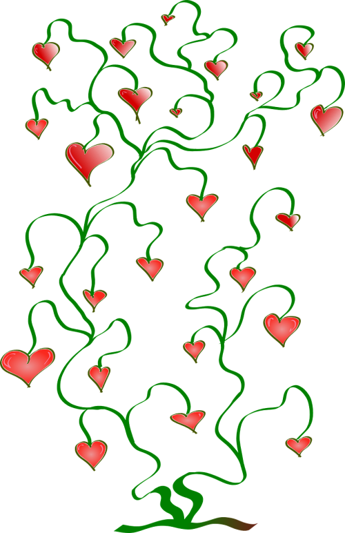 Širdis, Meilė, Augalas, Medis, Nemokama Vektorinė Grafika